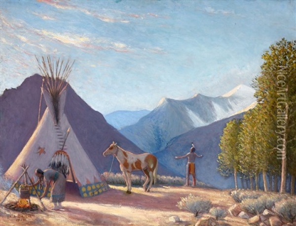 The Invocation Of The Rising Sun Oil Painting - Cyrus Edwin Dallin