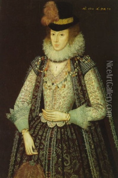 Portrait Of A Noble Woman Oil Painting - Marcus Gerards the Younger