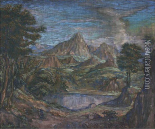 Lake Landscape Oil Painting - Konstantin Fedorov. Bogajewski