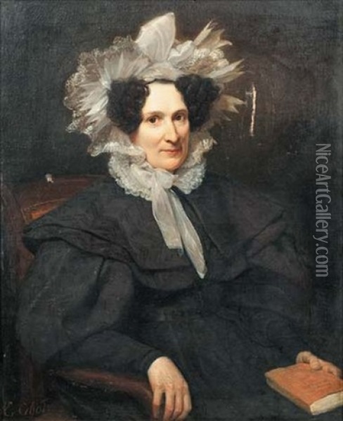 Portrait De Femme Au Bonnet De Dentelle Oil Painting - Francois-Edouard Cibot