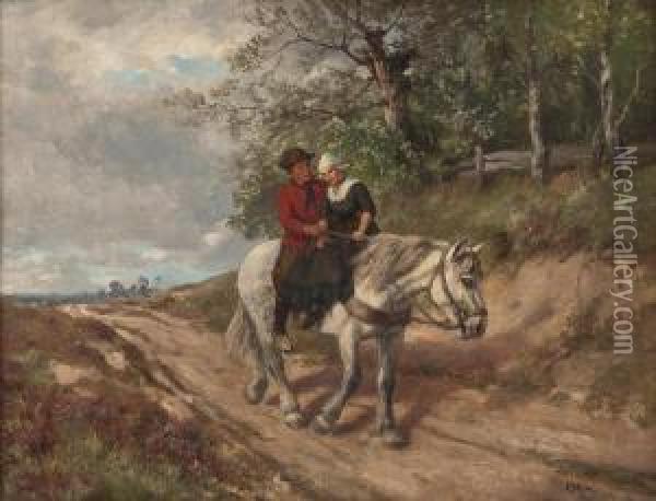 Junges Bauernpaar Auf Einem Schimmel Oil Painting - Karl Emil Mucke