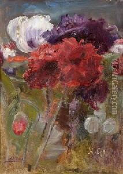 Tulpen Und Gefullter
 Mohn. Oil Painting - Nicholas Gysis