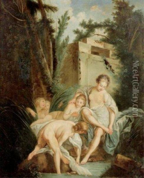 Nymphes Au Bain Oil Painting - Jacques Charlier