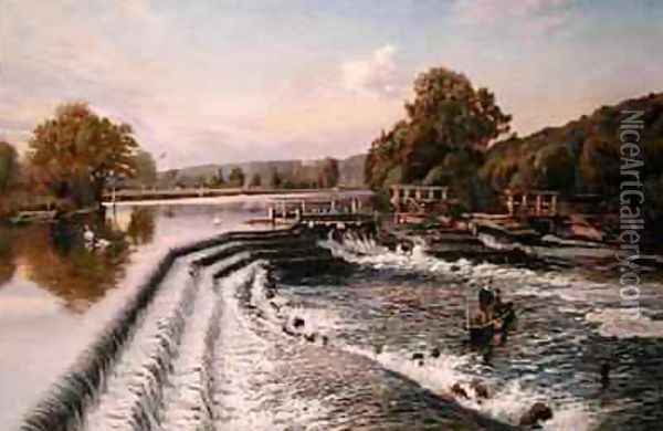 Boulters Weir Old Windsor Oil Painting - Walter H. Goldsmith