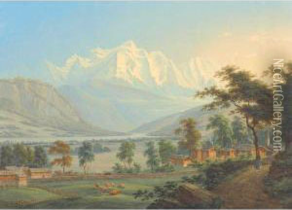 Paysage Alpine Oil Painting - Johann Heinrich Bleuler I