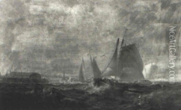 Sailing In Turbulent Waters Oil Painting - Franklin Dullin Briscoe