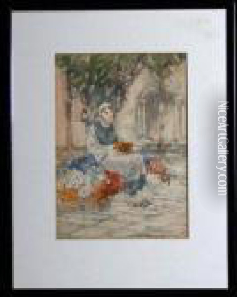 A Young Flower Seller Oil Painting - Victor Noble Rainbird