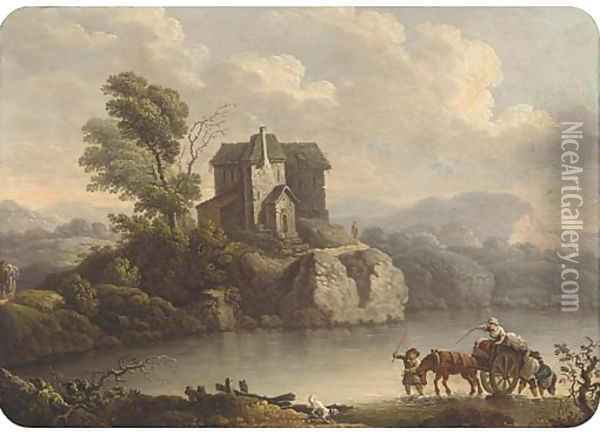 Crossing the river Oil Painting - Philip Jacques de Loutherbourg