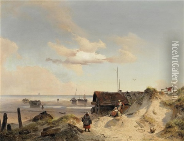 Fischerkaten In Den Dunen Oil Painting - Andreas Achenbach