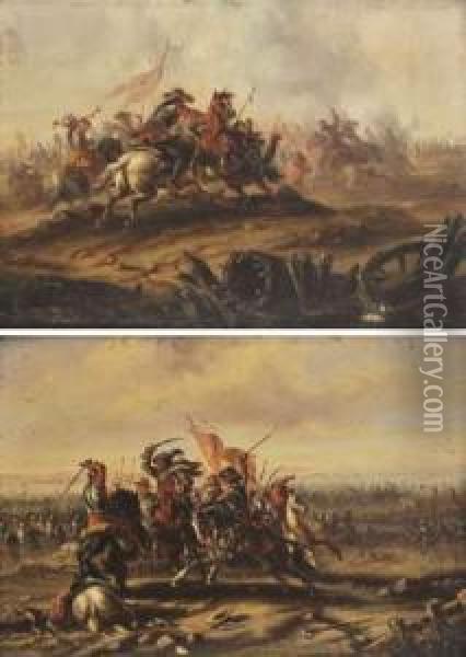 Choc De Cavalerie Oil Painting - Jules Van Imschoot