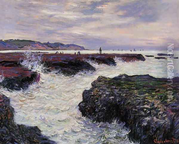 The Rocks At Pourville Low Tide Oil Painting - Claude Oscar Monet