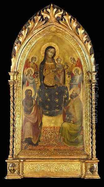 Madonna and Child Enthroned 2 Oil Painting - Lippo D`Andrea