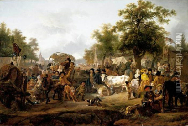 The Village Fair Oil Painting - Jean Louis (Marnette) De Marne