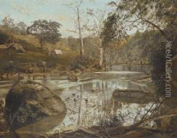 Bend On The Yarra Oil Painting - James Alfred Turner