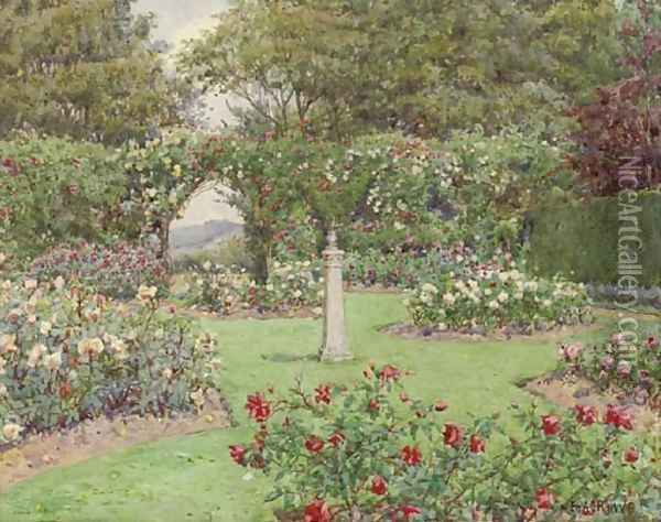 The rose garden Oil Painting - Ernest Arthur Rowe