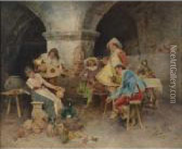 Serenade In The Tavern Oil Painting - Francesco Vinea