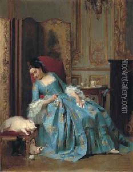 Idle Hours Oil Painting - Joseph Caraud