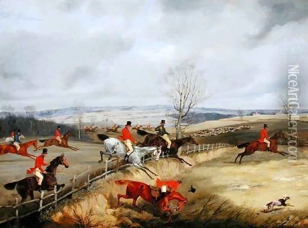 Hunting Scene, Drawing the Cover Oil Painting - Henry Thomas Alken