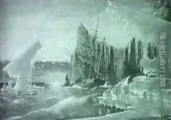 Shipwreck In The Artic Oil Painting - Fortunato Ariolla