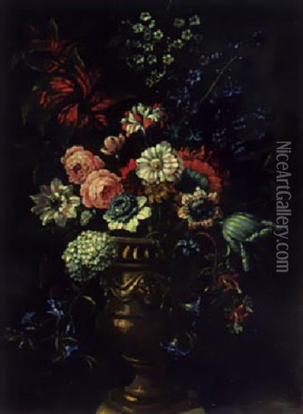 Stilleben Mit Blumen Oil Painting - Giacomo Recco
