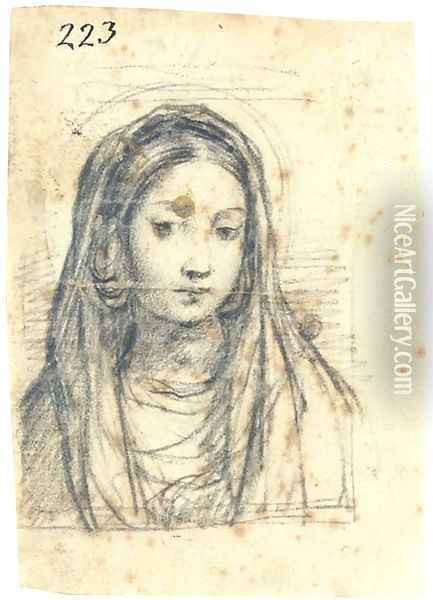 The Madonna, bust-length, looking down Oil Painting - Giuseppe Cesari