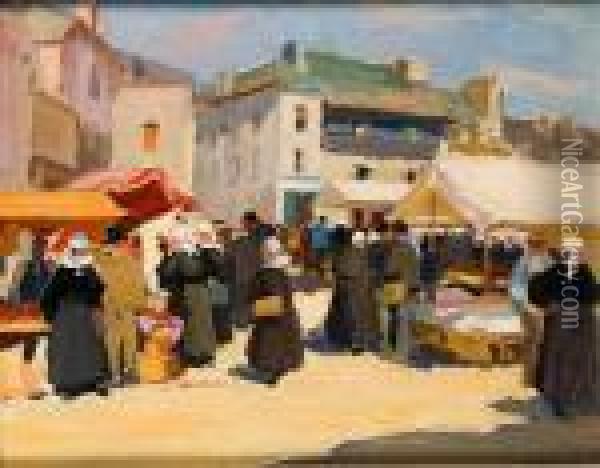 Marche En Bretagne Oil Painting - Henri Alphonse Barnoin