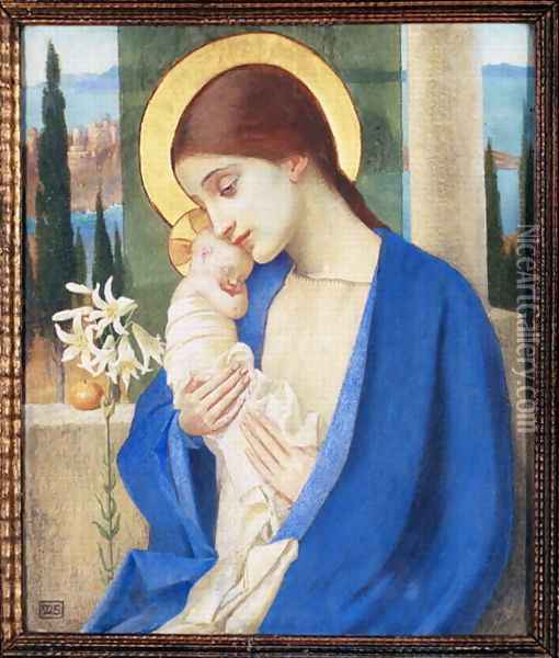 Madonna and Child, c.1905 Oil Painting - Marianne Preindelsberger Stokes