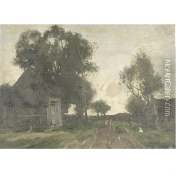 View Of A Village Oil Painting - Theophile De Bock