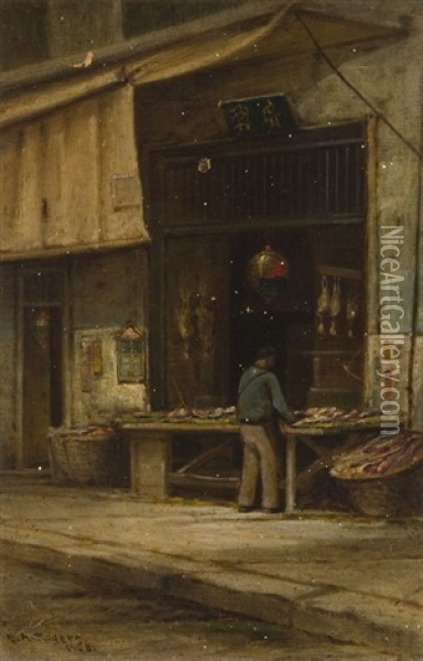 Fish Alley, Old Chinatown, S.f. Oil Painting - Charles Albert Rogers