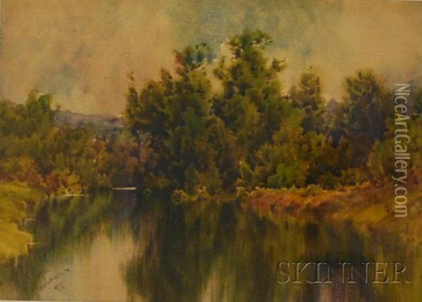 Rhode Island River View Oil Painting - Hezekiah Anthony Dyer