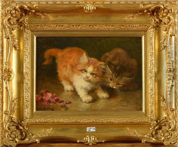 Chatons Oil Painting - Leon Charles Huber