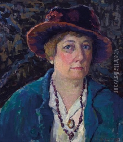 Self-portrait Oil Painting - Kathryn E. Bard Cherry