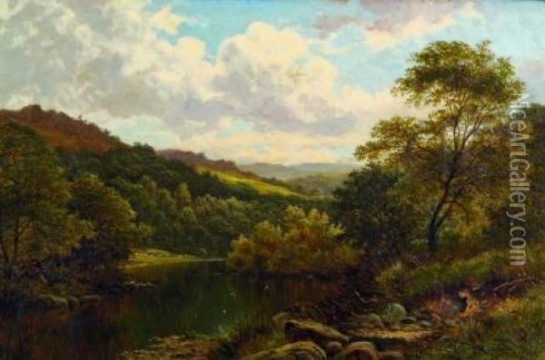 Vale Of Llangollen Oil Painting - Thomas Spinks