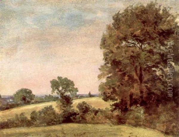 Wooded Landscape Oil Painting - Lionel Bicknell Constable