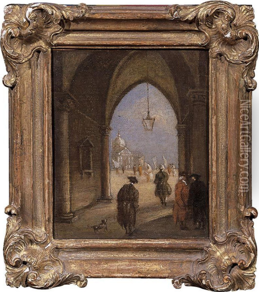 Sottoportico Di Palazzo Ducale Oil Painting - Sebastiano Cora
