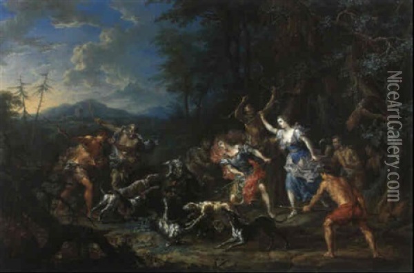Die Jagt Des Meleager Und Der Atlante Oil Painting - Johann Georg Platzer