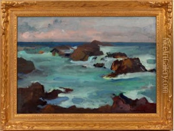 California Coast Oil Painting - Franz Arthur Bischoff