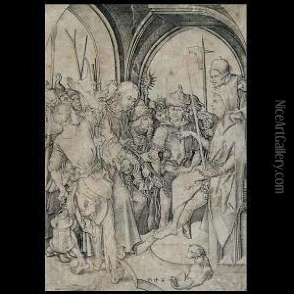 Christ Before Annas Oil Painting - Martin Schongauer