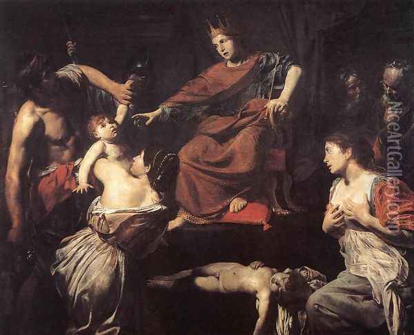 The Judgment of Solomon Oil Painting - Jean de Boulogne Valentin