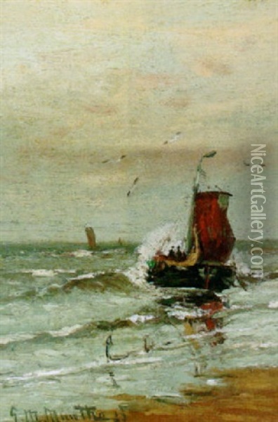Bomschuiten At Sea Oil Painting - Gerhard Arij Ludwig Morgenstjerne Munthe