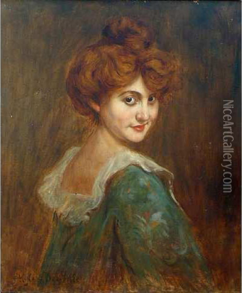 Portrait De Femme En Buste Oil Painting - Henry Caro-Delvaille