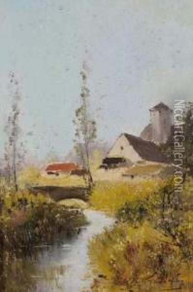 Riviere Pres D'un Village Oil Painting - Louis Dupuy