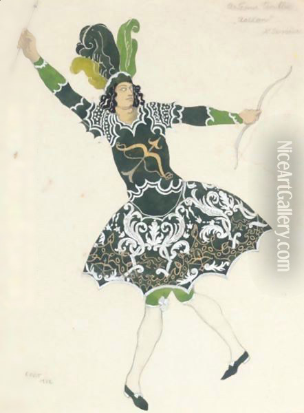 A Costume Design For Acteon, From The Ballet Artemis Troublee Oil Painting - Lev Samoilovich Bakst