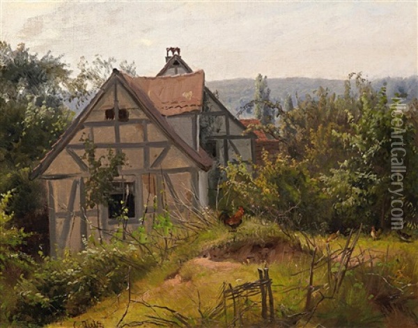 Hinter Dem Bauernhof Oil Painting - Carl Jutz the Elder
