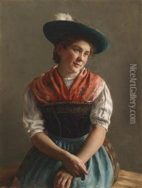 Young Girl In Her Sunday Best Oil Painting - Emil Rau