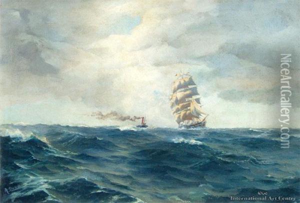 Sail & Steam Oil Painting - Arthur John Lloy