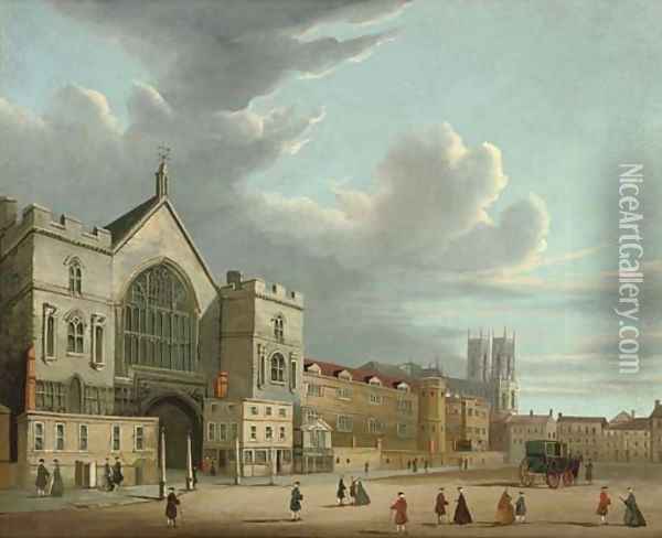 New Palace Yard, with Westminster Abbey beyond Oil Painting - English School