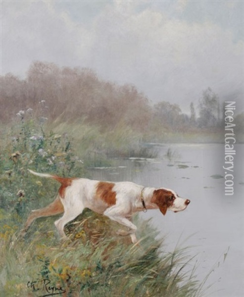 Hunting Spaniel Oil Painting - Charles Andre Reyne