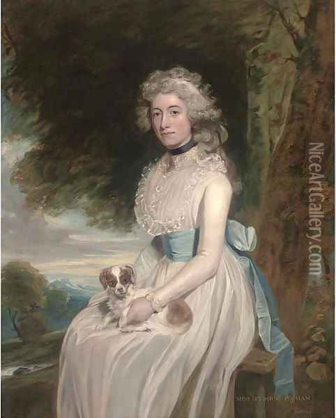Portrait of a lady, traditionally identified as Miss Leyborne Popham Oil Painting - English School