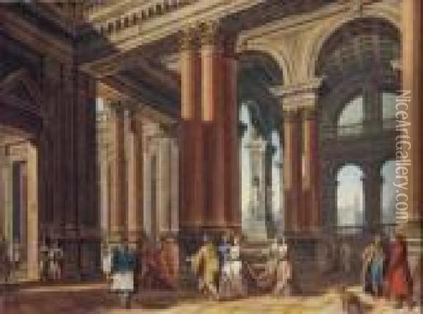 Capriccio Architettonico Con Figure Oil Painting - (Giovanni Antonio Canal) Canaletto